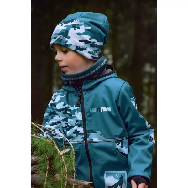  Detská fleecová čiapka WAMU MASKÁČ PETROLEJOVÁ 