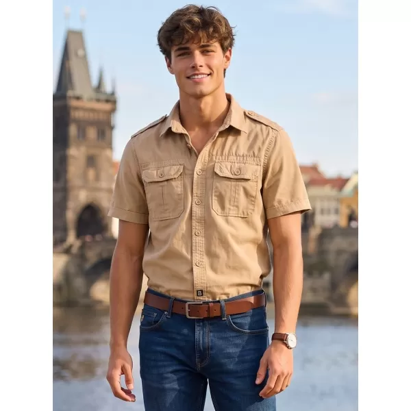  Pánska košeľa BRANDIT VINTAGE KRÁTKÝ RUKÁV BD4024 PIESKOVÁ 