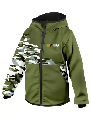 Detská softshellová bunda zateplená WAMU MASKÁČ KHAKI