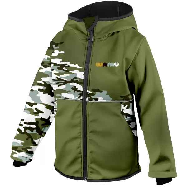  Detská softshellová bunda zateplená WAMU MASKÁČ KHAKI 