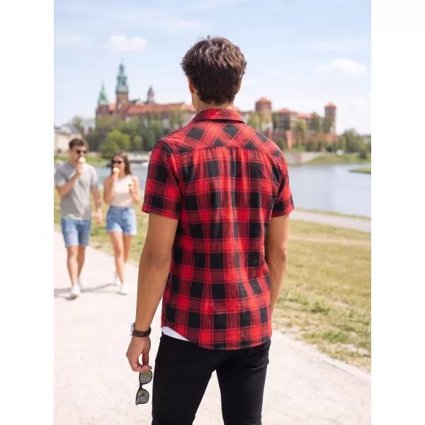  Pánska košeľa BRANDIT KOSTKOVANÁ KRÁTKÝ RUKÁV BD4032 ČERVENÁ/ČIERNA 