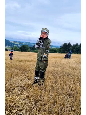 Detské softshellové nohavice zateplené WAMU MASKÁČ KHAKI