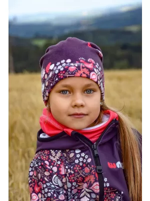 Detská fleecová čiapka WAMU SOVA fialová