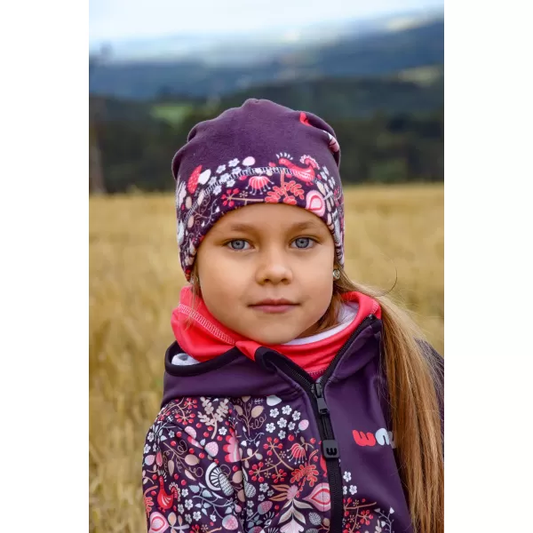  Detská fleecová čiapka WAMU SOVA fialová 