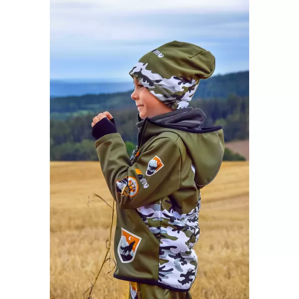  Detská fleecová čiapka WAMU MASKÁČ KHAKI 