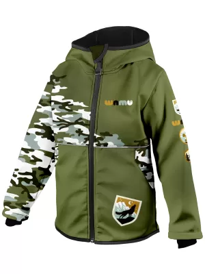 Detská softshellová bunda zateplená WAMU MASKÁČ KHAKI