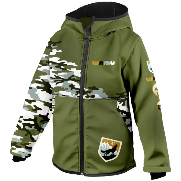  Detská softshellová bunda zateplená WAMU MASKÁČ KHAKI 