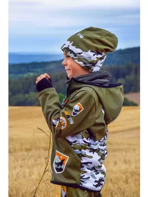 Detská softshellová bunda zateplená WAMU MASKÁČ KHAKI