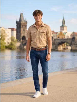Pánska košeľa BRANDIT VINTAGE KRÁTKÝ RUKÁV BD4024 PIESKOVÁ