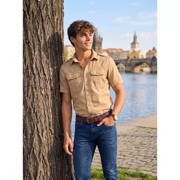  Pánska košeľa BRANDIT VINTAGE KRÁTKÝ RUKÁV BD4024 PIESKOVÁ 