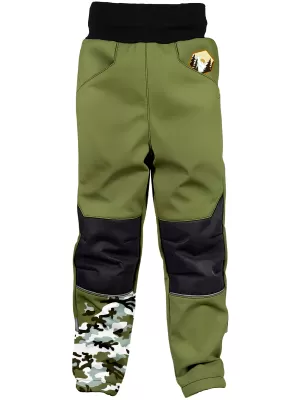 Detské softshellové nohavice zateplené WAMU MASKÁČ KHAKI