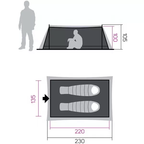 Shelter HANNAH MESH TENT 2 GREY 