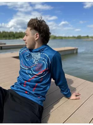 Pánska mikina premium ALTISPORT SWE/ALM06S07 PETROLEJOVÁ-ČERVENÁ