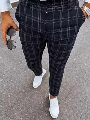 Pánske kárované chino nohavice DSTREET UX3953 ČIERNA