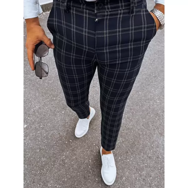  Pánske kárované chino nohavice DSTREET UX3953 ČIERNA 