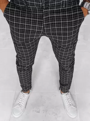 Pánske kárované chino nohavice DSTREET UX3968 ČIERNA