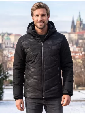 Pánska zimná bunda KIXMI RIPLEY ČIERNA/BIELA