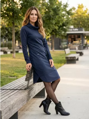 Dámske mikinové šaty KIXMI RENIE TMAVO MODRÁ