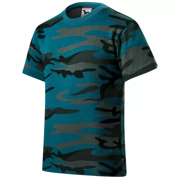  Detské tričko MALFINI CAMOUFLAGE 149 CAMOUFLAGE/PETROL 