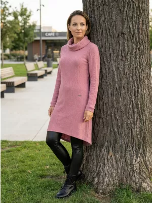 Dámske mikinové šaty KIXMI RIVA TMAVO RUŽOVÁ