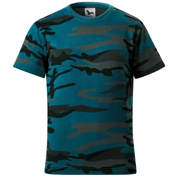  Detské tričko MALFINI CAMOUFLAGE 149 CAMOUFLAGE/PETROL 