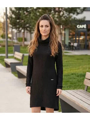 Dámske mikinové šaty KIXMI RIVA ČIERNA/BIELA