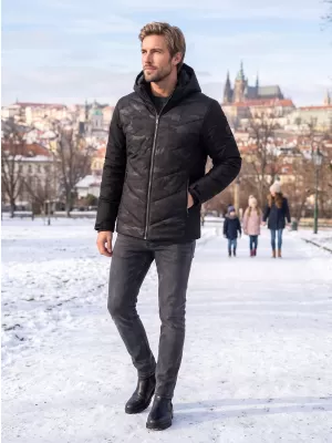 Pánska zimná bunda KIXMI RIPLEY ČIERNA/BIELA