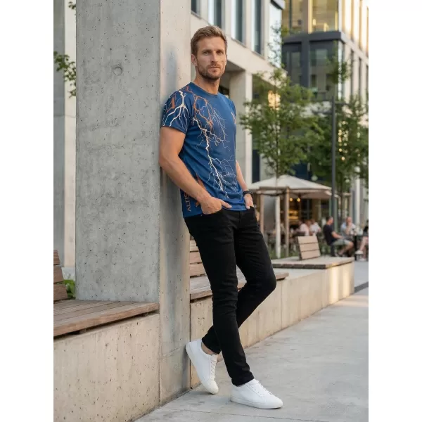  Pánske tričko premium ALTISPORT VOJ/ALM004TR01 NAVY/HNEDÁ 