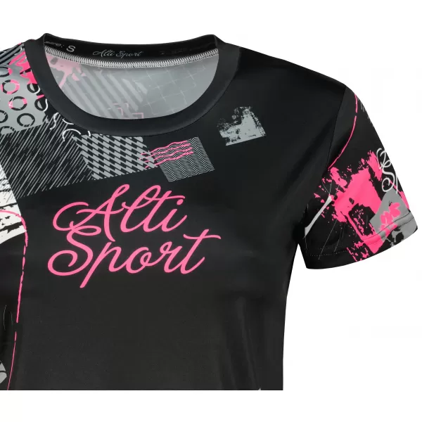  Dámske prémiové funkčné tričko ALTISPORT VOJ/ALW009TR01 ČIERNA/SVETLO RUŽOVÁ 