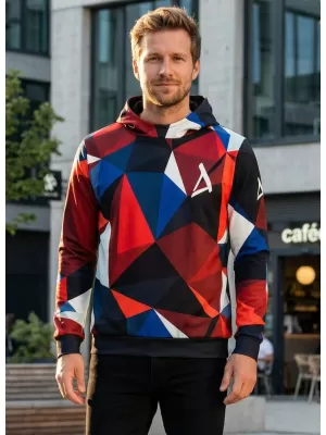 Pánska prémiová mikina ALTISPORT VOJ/ALM007MI01 NÁMORNÍCKA MODRÁ/ČERVENÁ