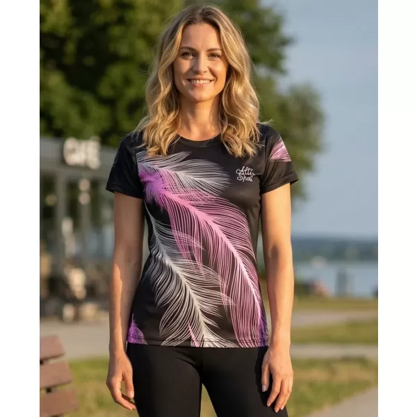 Dámske prémiové funkčné tričko ALTISPORT VOJ/ALW001TR01 ČIERNA/SVETLO RUŽOVÁ 