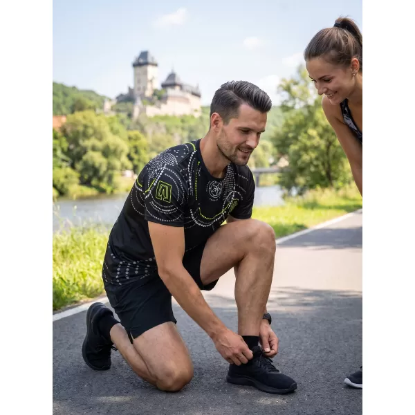  Pánske tričko premium ALTISPORT VOJ/ALM003TR01 ČIERNOŽLTÁ 