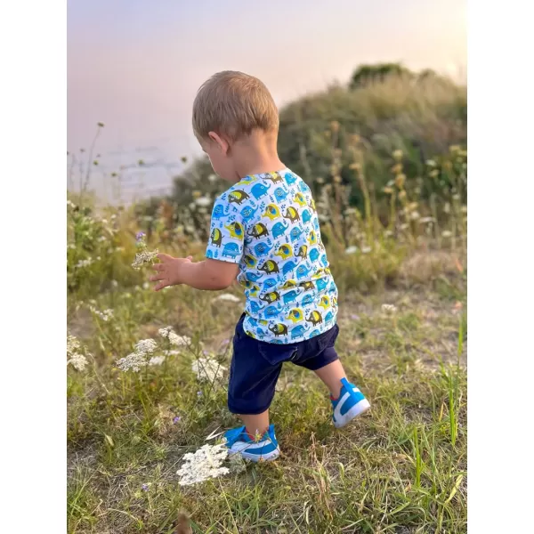  Detské tričko s krátkym rukávom WAMU ZLOŇATÁ BIELA/MODRÁ 