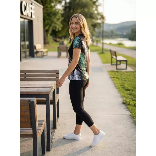  Dámske prémiové funkčné tričko ALTISPORT VOJ/ALW001TR01 ČIERNA/TYRKYSOVÁ 