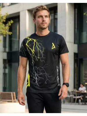 Pánske tričko premium ALTISPORT VOJ/ALM004TR01 ČIERNOŽLTÁ