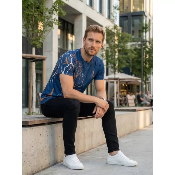  Pánske tričko premium ALTISPORT VOJ/ALM004TR01 NAVY/HNEDÁ 