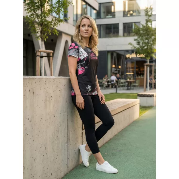  Dámske prémiové funkčné tričko ALTISPORT VOJ/ALW009TR01 ČIERNA/SVETLO RUŽOVÁ 