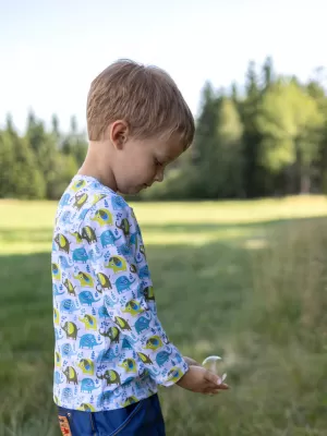 Detské tričko s dlhým rukávom WAMU ZLOŇATÁ BIELA/MODRÁ
