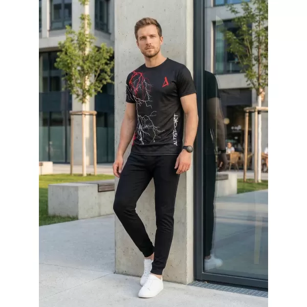  Pánske tričko premium ALTISPORT VOJ/ALM004TR01 ČIERNOČERVENÁ 