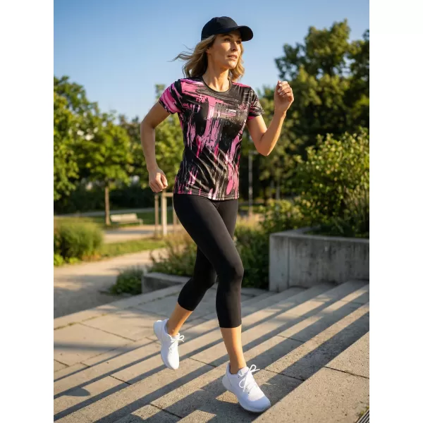  Dámske prémiové funkčné tričko ALTISPORT VOJ/ALW010TR01 ČIERNA/SVETLO RUŽOVÁ 