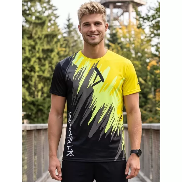  Pánske funkčné tričko premium ALTISPORT VOJ/ALM006TR01 ČIERNOŽLTÁ 