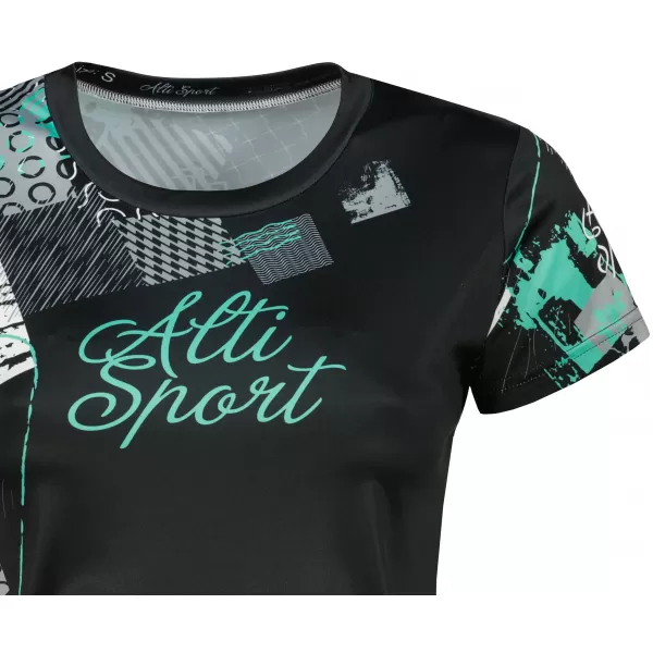  Dámske prémiové funkčné tričko ALTISPORT VOJ/ALW009TR01 ČIERNA/TYRKYSOVÁ 