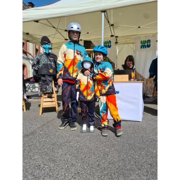  Detské softshellové nohavice WAMU MOUNTAIN BIKE TMAVÁ VIAC FAREBNÁ 