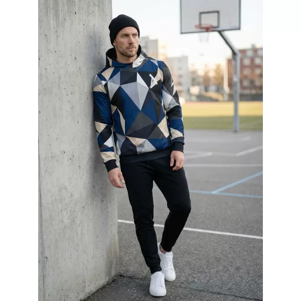  Pánska prémiová mikina ALTISPORT VOJ/ALM007MI01 NÁMORNÍCKA MODRÁ/HNEDÁ 