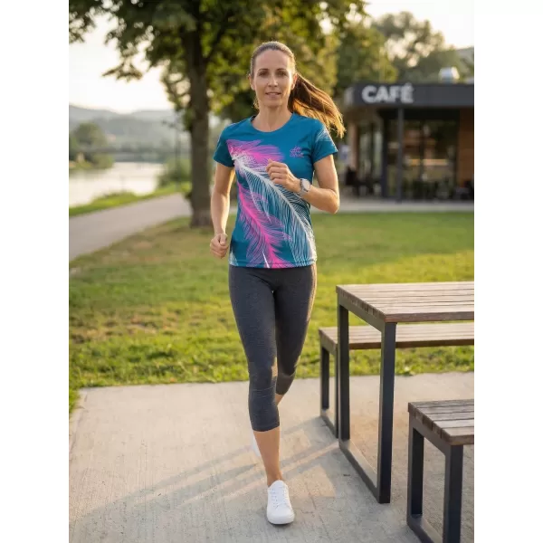  Dámske prémiové funkčné tričko ALTISPORT VOJ/ALW001TR01 BENZÍN/RUŽOVÁ 