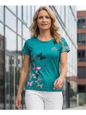 Dámske prémiové funkčné tričko ALTISPORT VOJ/ALW002TR01 SMARAGDOVÁ/SVETLO RUŽOVÁ