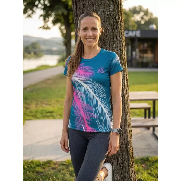  Dámske prémiové funkčné tričko ALTISPORT VOJ/ALW001TR01 BENZÍN/RUŽOVÁ 