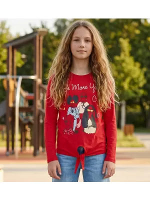 Dievčenské tričko s dlhým rukávom SAM 73 VADANIA KT 505 červená