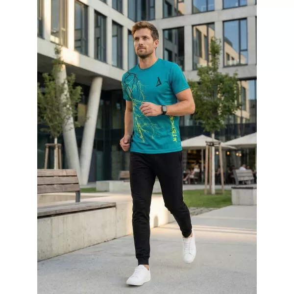  Pánske tričko premium ALTISPORT VOJ/ALM004TR01 PETROLEJOVÁ/ŽLTÁ 