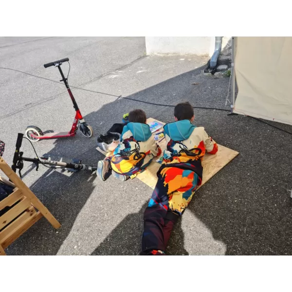  Detské softshellové nohavice WAMU MOUNTAIN BIKE TMAVÁ VIAC FAREBNÁ 